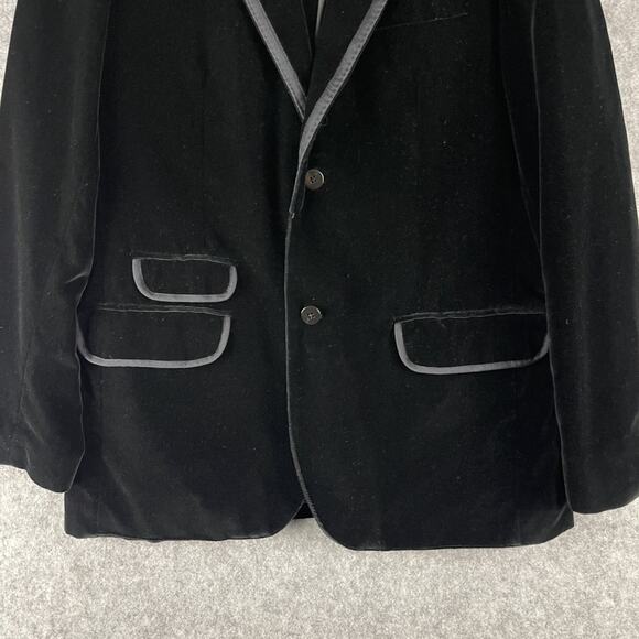 Tre Vero Loro Piana Velvet Blazer Sport Coat Jacket Mens XL 42R Black Peak Lapel - Picture 3 of 16